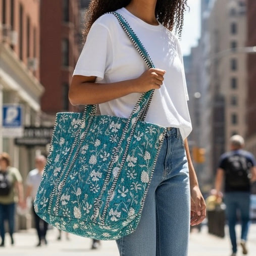 Bolsa Indiana Kantha Quilt - Dupla Face