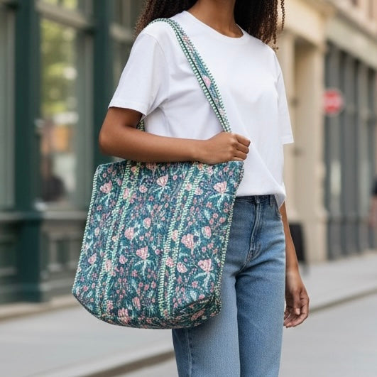 Bolsa Indiana Kantha Quilt - Dupla Face