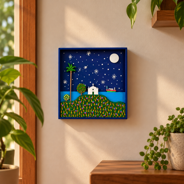 Quadro em Relevo Luar da Bahia — dos Artistas Bigu e Liu