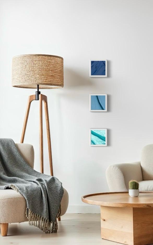 Conjunto 3 Quadros Coleção Rio de Cores –  Azul infinito
