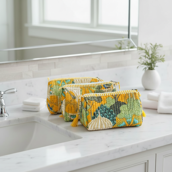 Nécessaire Indiana Kantha Quilt  - Kit com 3