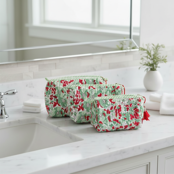 Nécessaire Indiana Kantha Quilt  - Kit com 3