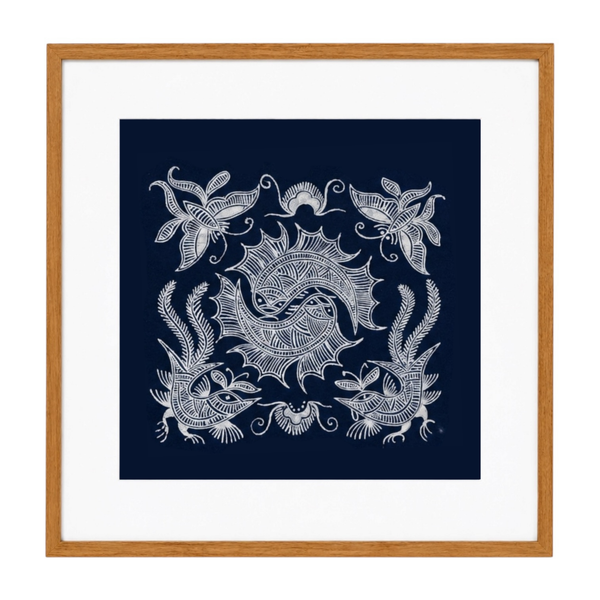 Pintura Batik Chinesa com Moldura
