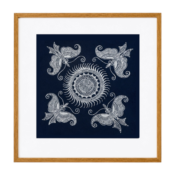 Pintura Batik Chinesa com Moldura