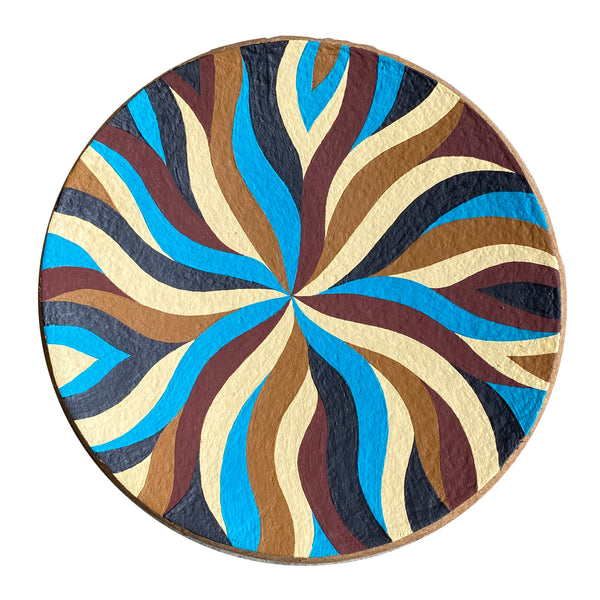 Prato Decorativo Coral- Azul e Marrom - G