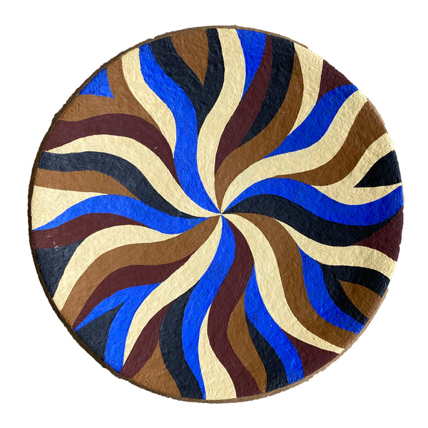 Prato Decorativo Coral- Marrom e Azul - G