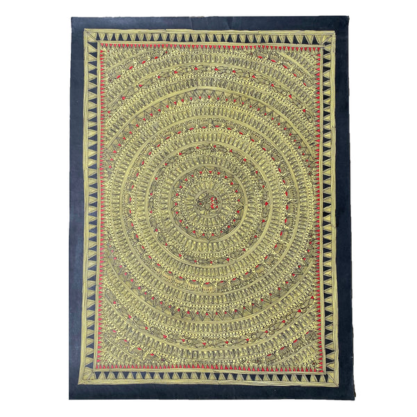 Pintura Indiana Madhubani - Mandala Dourada