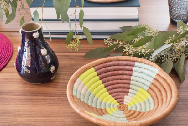 Cesta de Sisal Ruanda - Neon