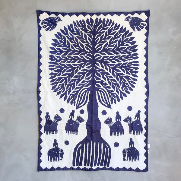 Tecido Indiano Árvore da Vida Azul - G