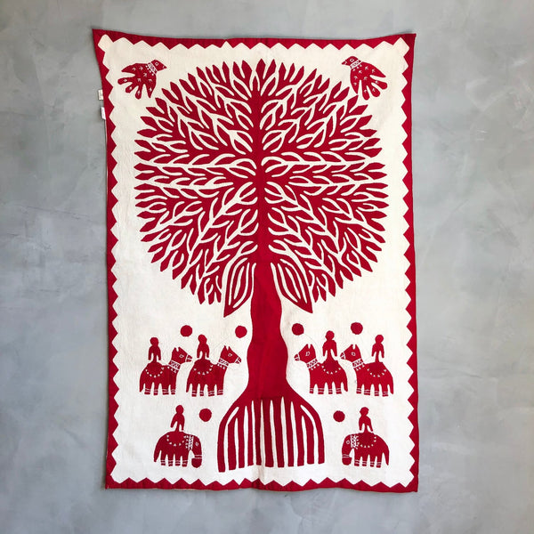 Tecido Indiano Árvore da Vida Vermelho - G